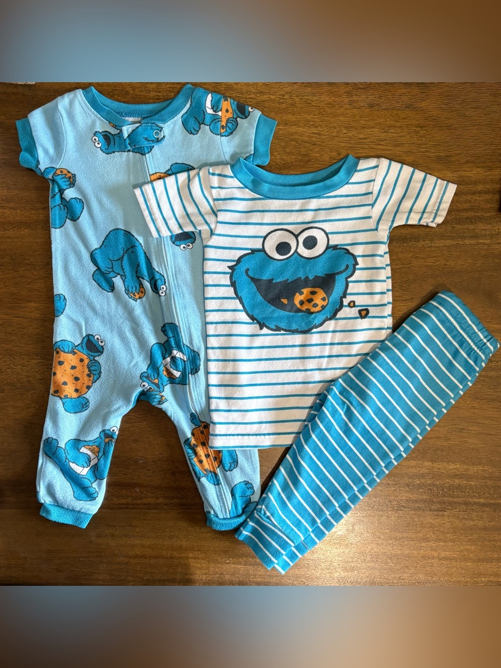 Sesame Street Blue and White Infant 3-Piece Sleepwear Set